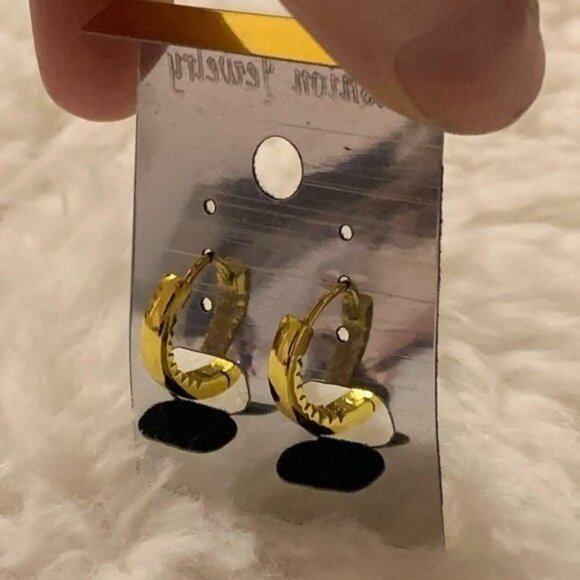 24k Gold Plated Sterling Silver Diamond Hoop Earrings - Picture 10 of 10